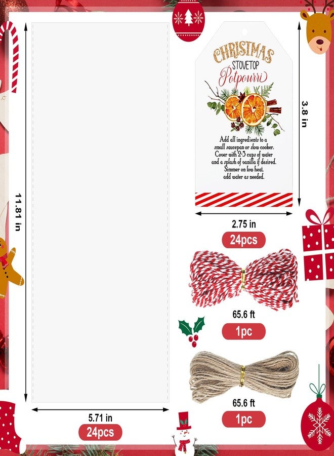 Watersay 24 Set 50 Pcs Christmas Potpourri Cellophane Bags Potpourri Gift Bags Stovetop Simmer Instruction Tags Holiday DIY Crafting Kit for Home Xmas Party Gift Decor(6 x 12'',Square) - Image 2